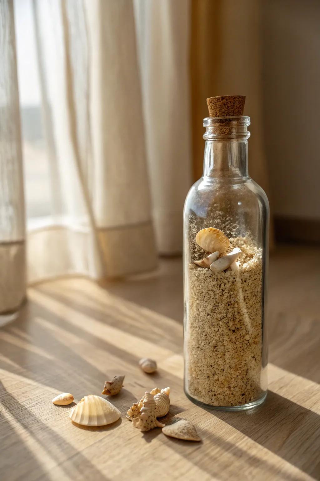 Capture the essence of the ocean with a bottle of beach treasures.