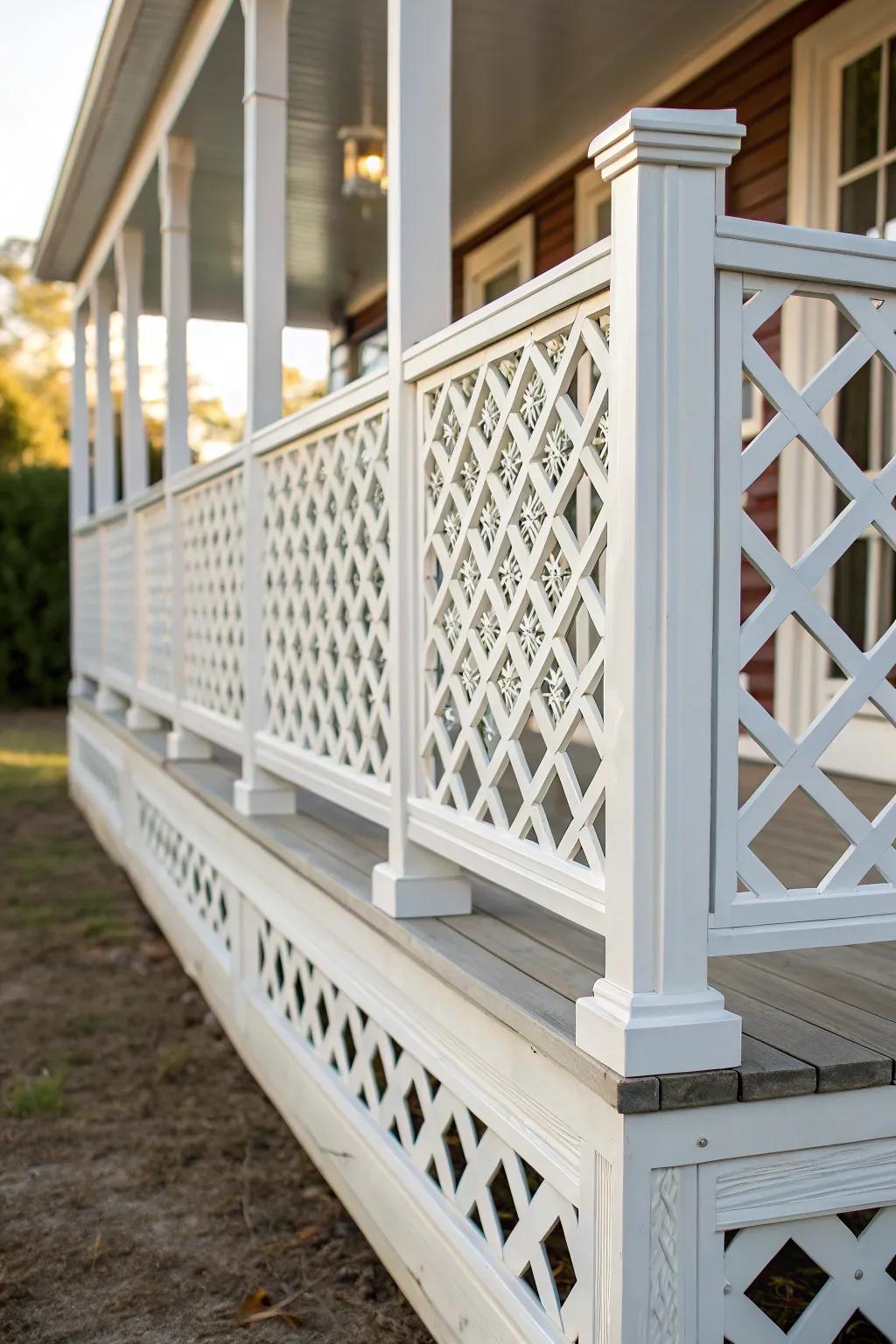 Elevate your mobile home style with a touch of Southern grace through a beautifully crafted lattice hitch cover.