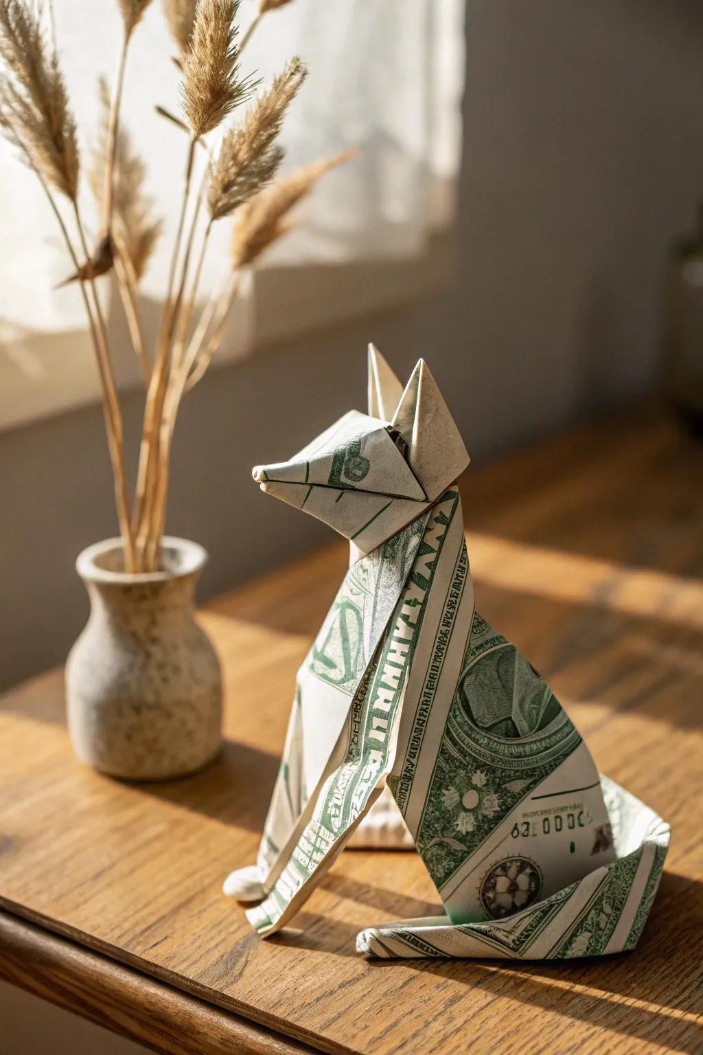 Meet your charming paper pet: the Dollar Fox, a playful touch of artistry for your space.