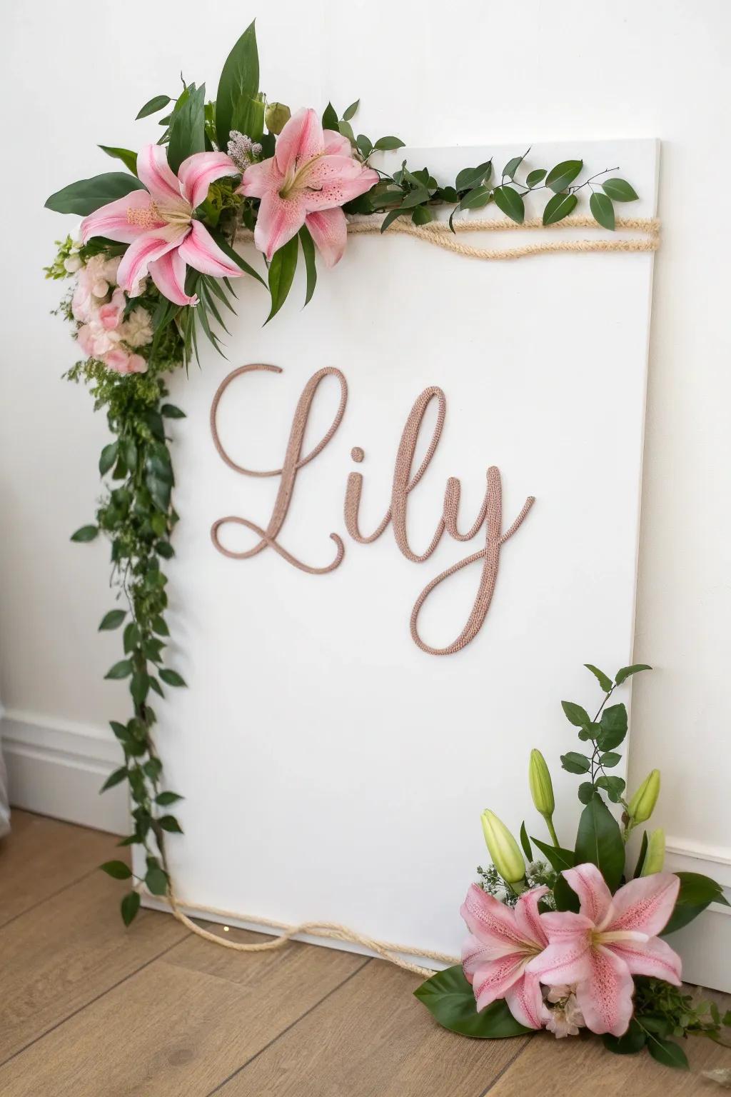 Embrace nature's beauty with personalized floral name art that brings a serene touch indoors.