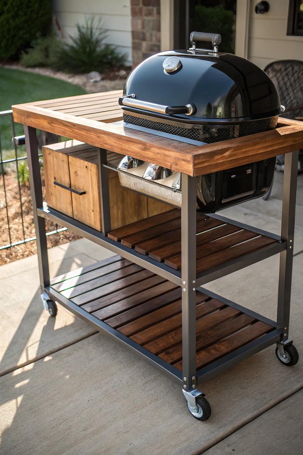 Transform your old grill into a stunning patio cart with a touch of craftsmanship.