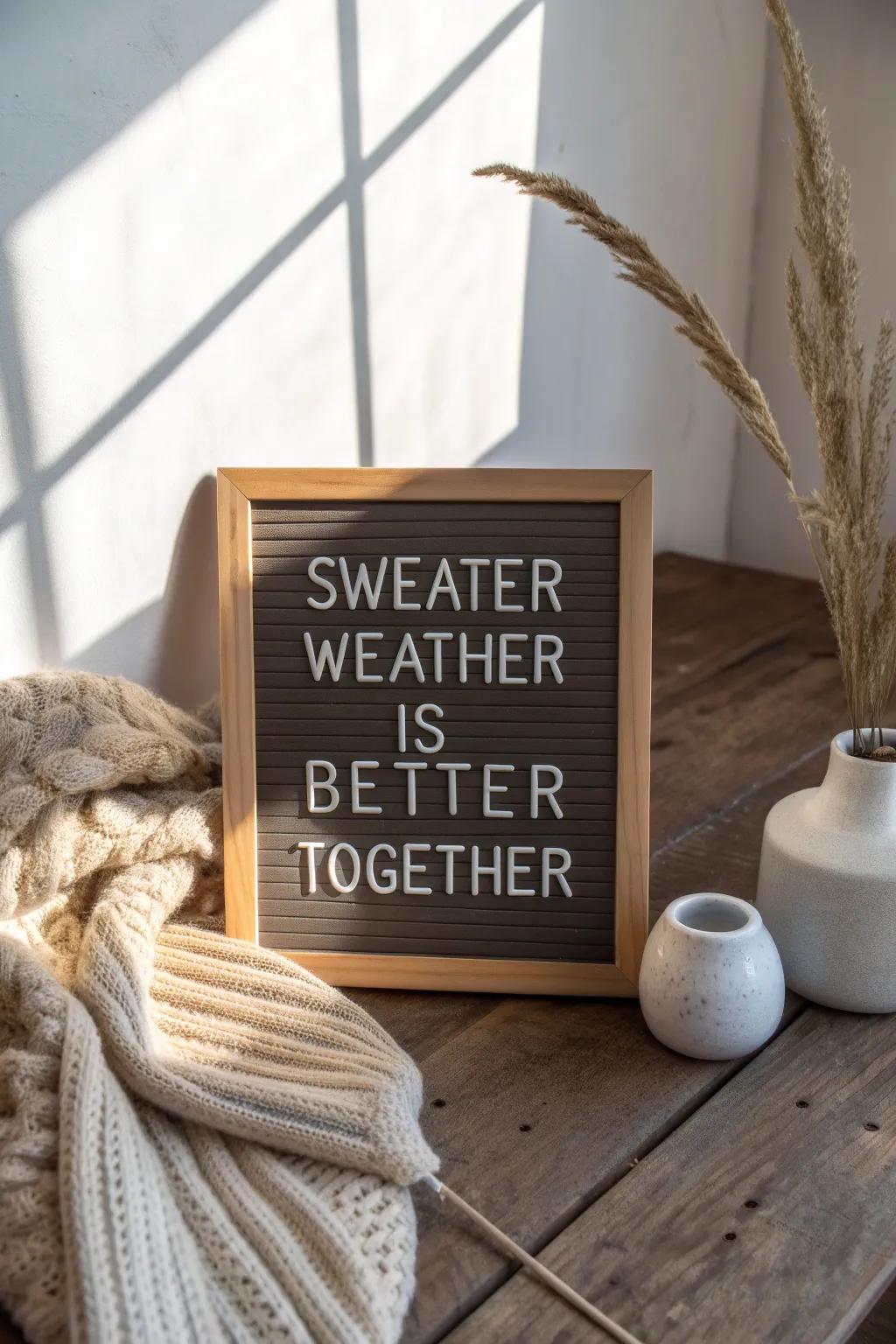 Warm up your home with snug vibes and heartfelt messages this sweater season. 🍂✨ #SweaterWeather #MinimalistStyle