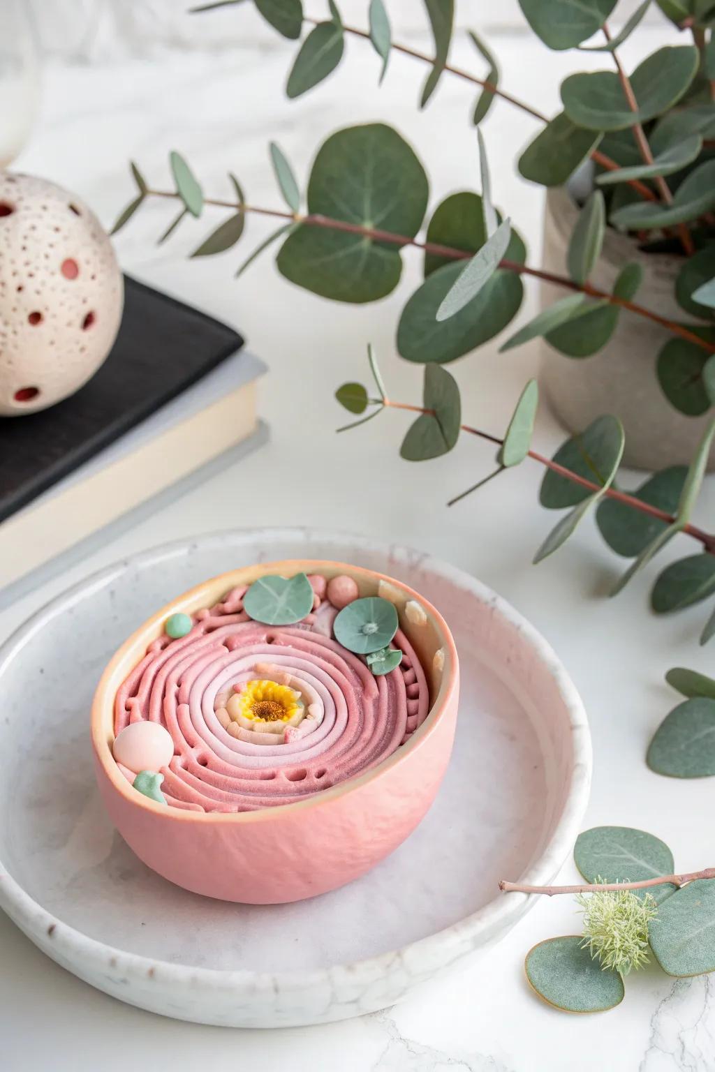 Discover the art of science with this elegantly crafted clay nucleus model, where simplicity meets sophistication.