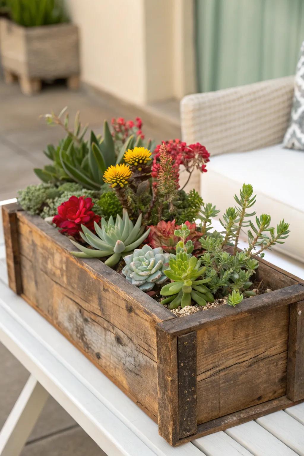 Transform an old wood box into a stunning vintage planter for a fresh and timeless garden display.