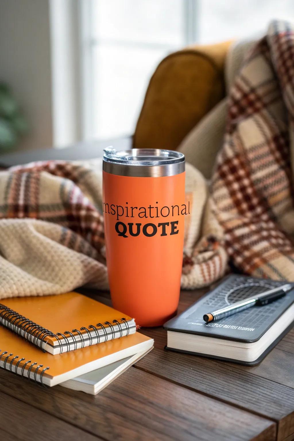 Inspirational quotes on tumblers can brighten up your day.