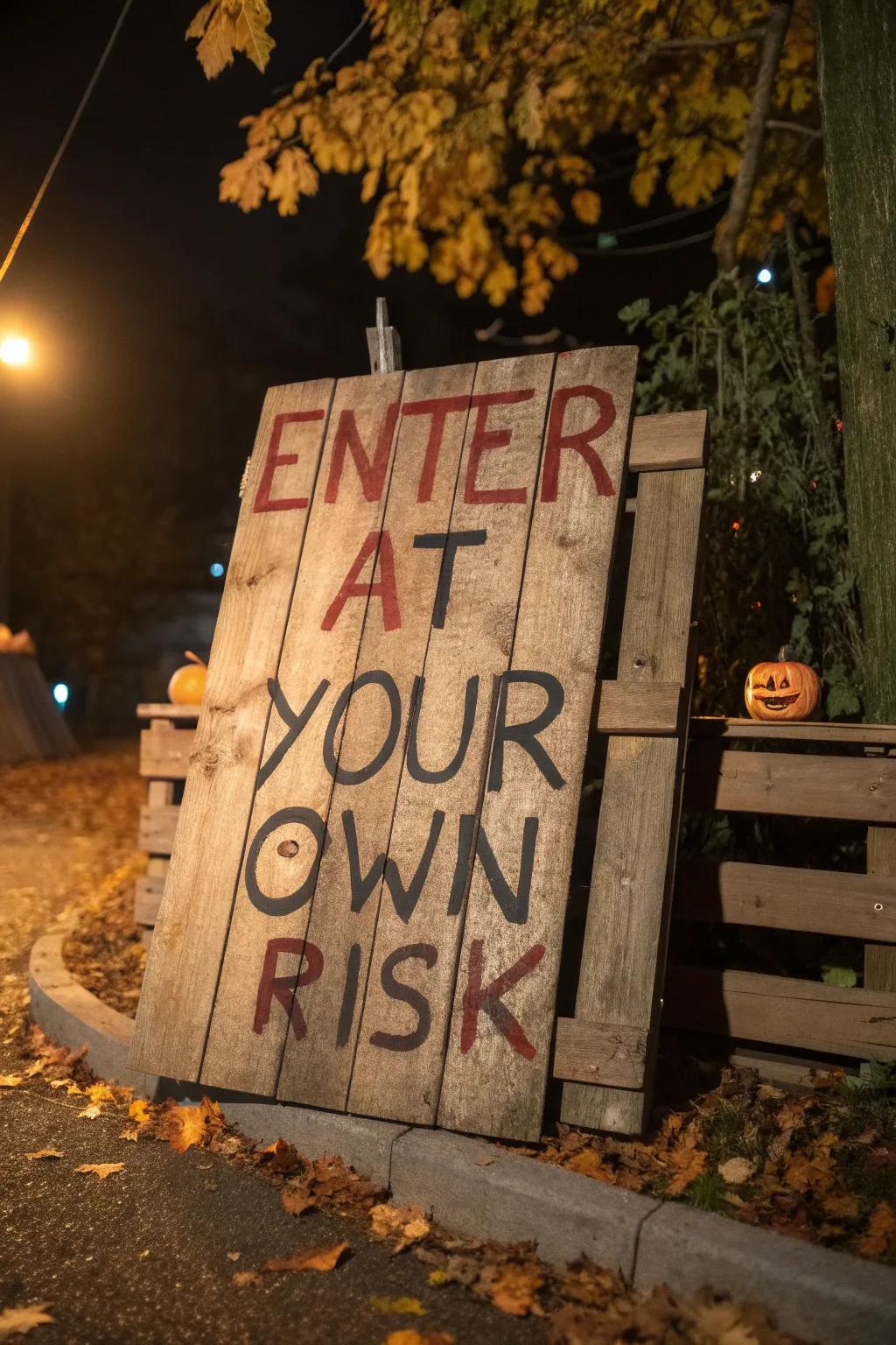 Set the tone for a spine-chilling Halloween with a handcrafted pallet signboard.
