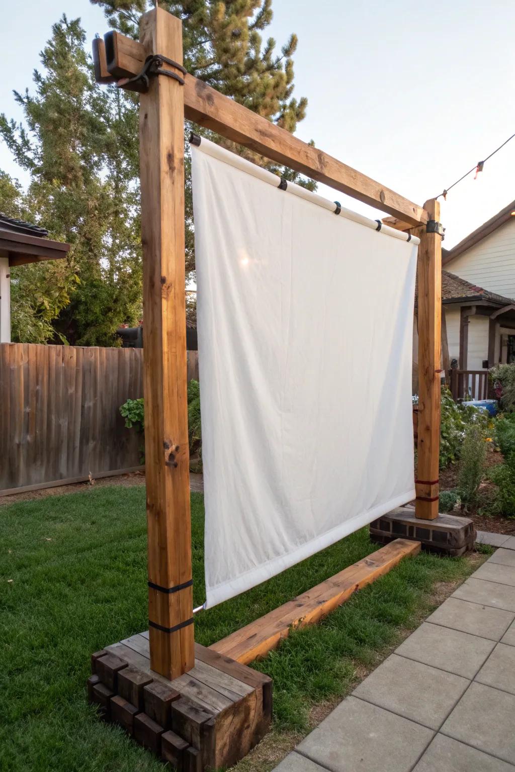 Transform your backyard into a rustic retreat with this handcrafted wooden frame screen.