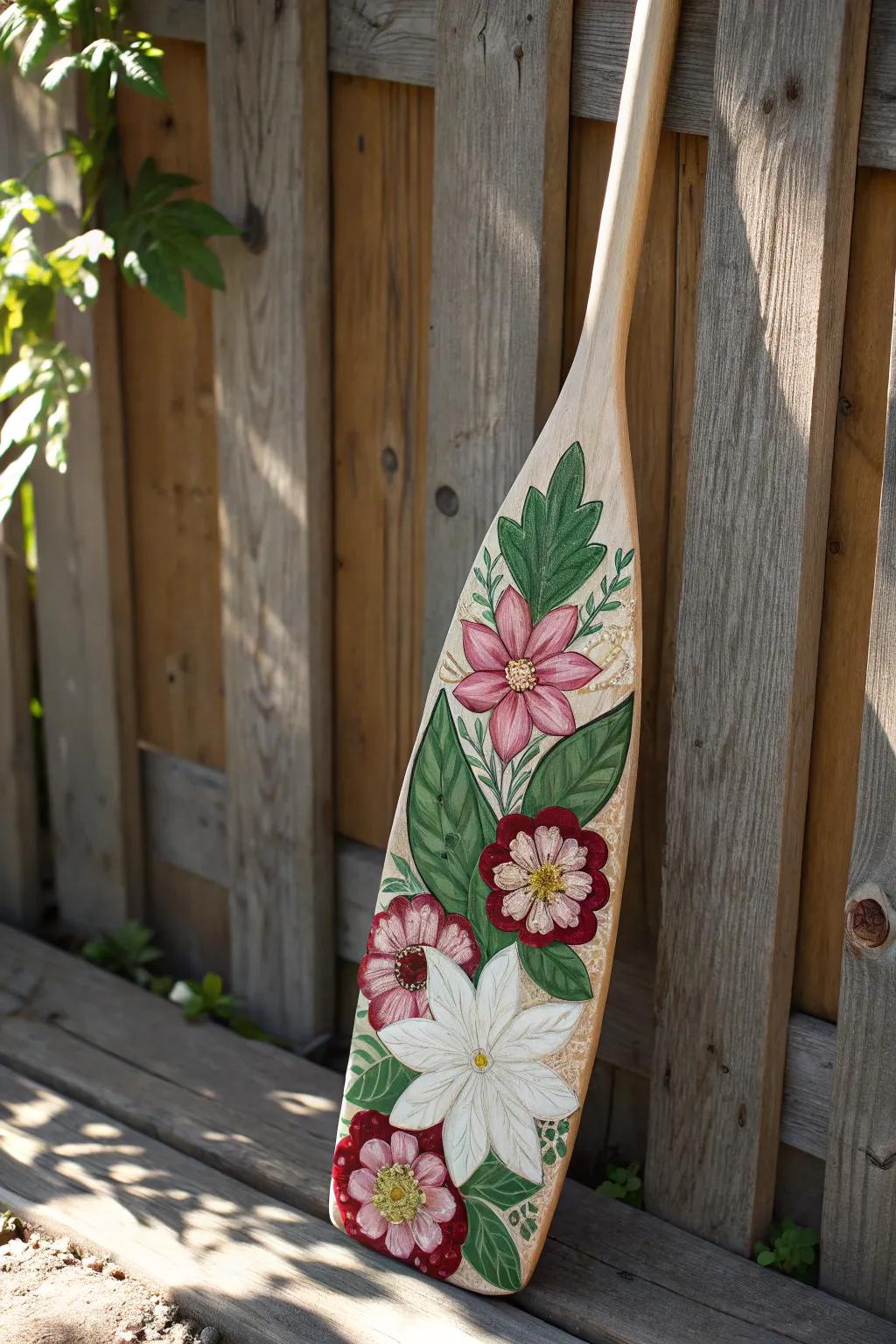 Bring the outdoors inside with this artisanal floral paddle design.