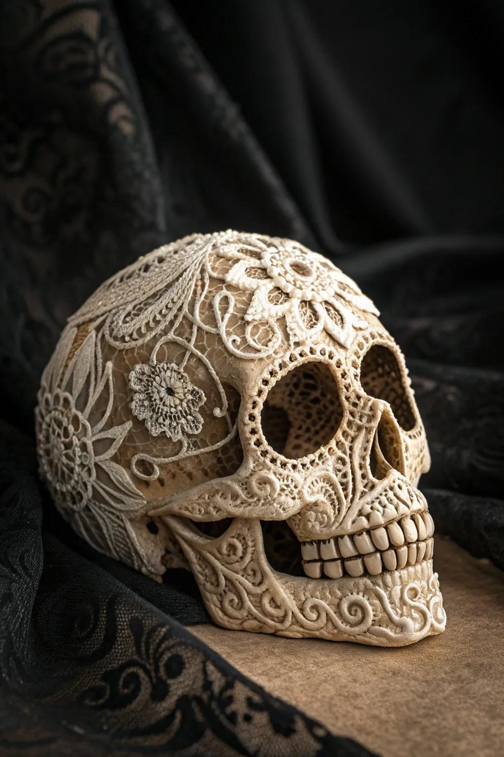 Elegance in Detail: A Masterpiece of Lace Artistry on Bone