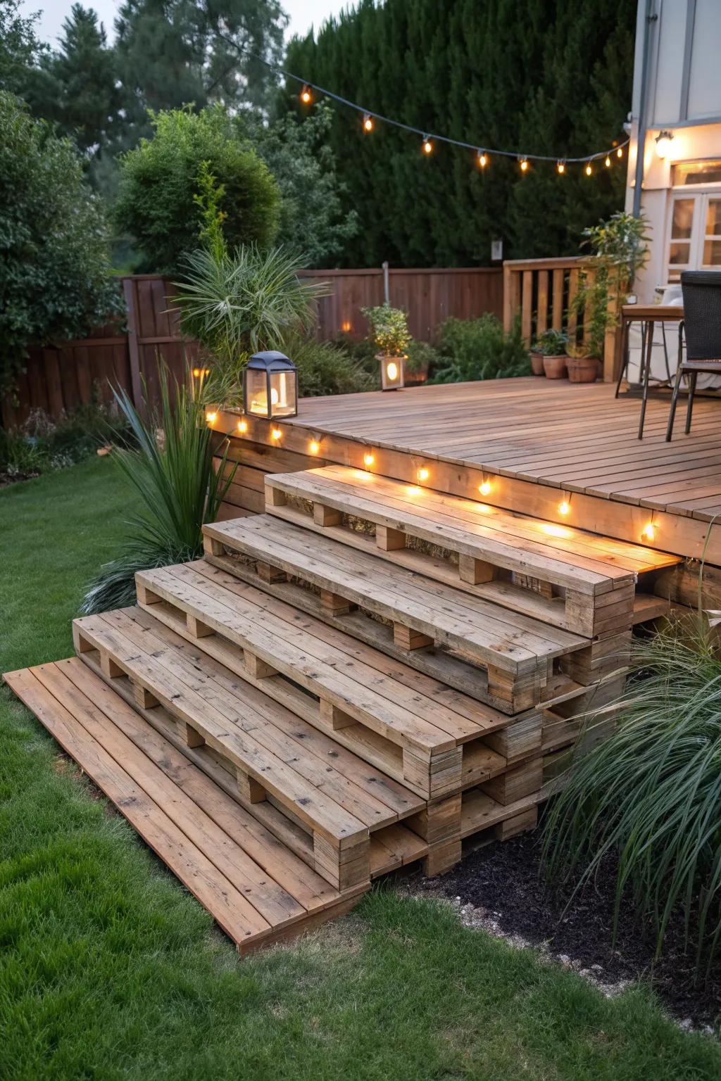 Elevate your outdoor living with a stunning raised pallet deck—where craftsmanship meets creativity.