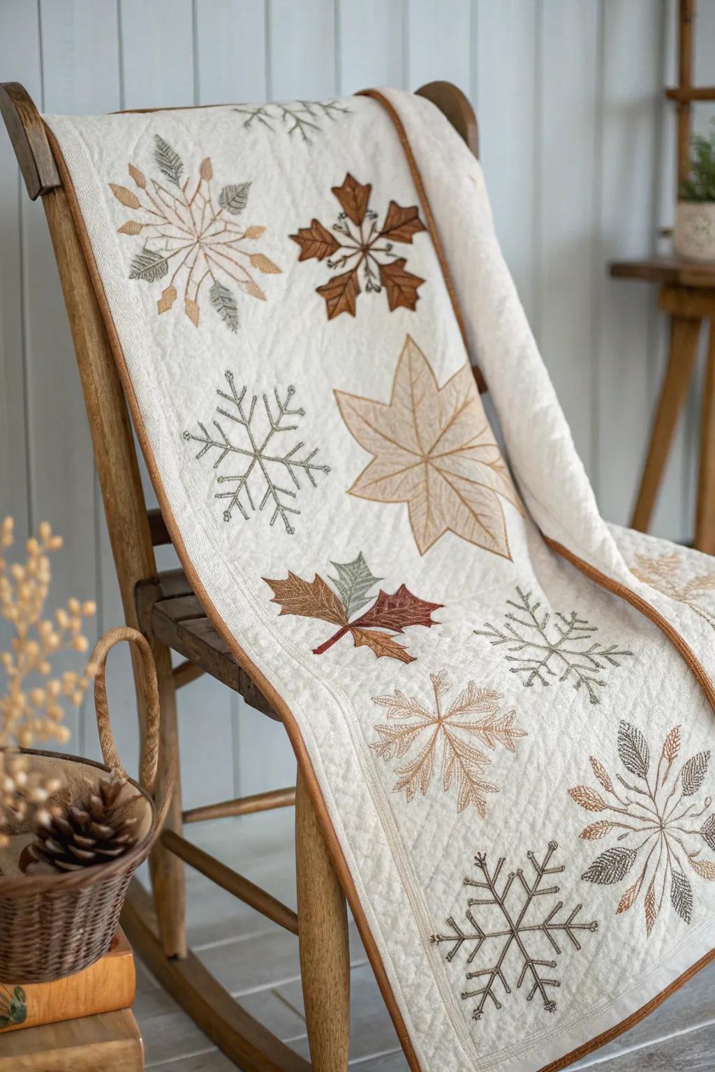 Embrace the elegance of changing seasons with this stunning panel quilt, where simplicity meets natural beauty.