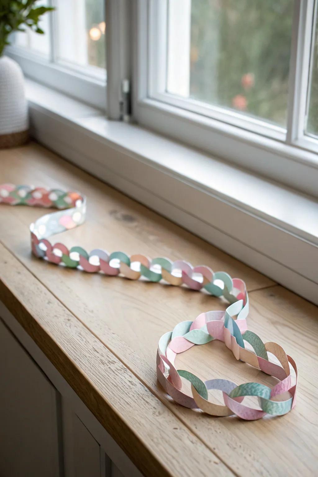 Unleash creativity with a minimalist paper chain snake, where simplicity meets playful elegance.