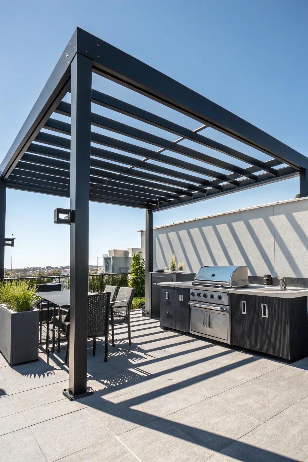 Elevate your outdoor space with a sleek and stylish modern metal pergola — the perfect blend of form and function.