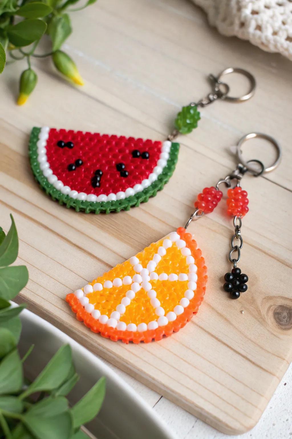 Add a splash of color to your keys with these charming watermelon and citrus slice keychains!