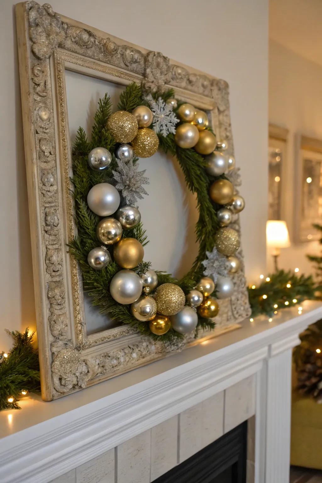 Vintage elegance shines through in this gold and silver themed wreath.