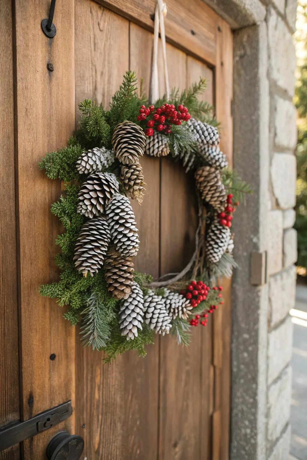 Welcome the season with a touch of natural elegance: a handcrafted pinecone wreath that blends simplicity with boho charm.