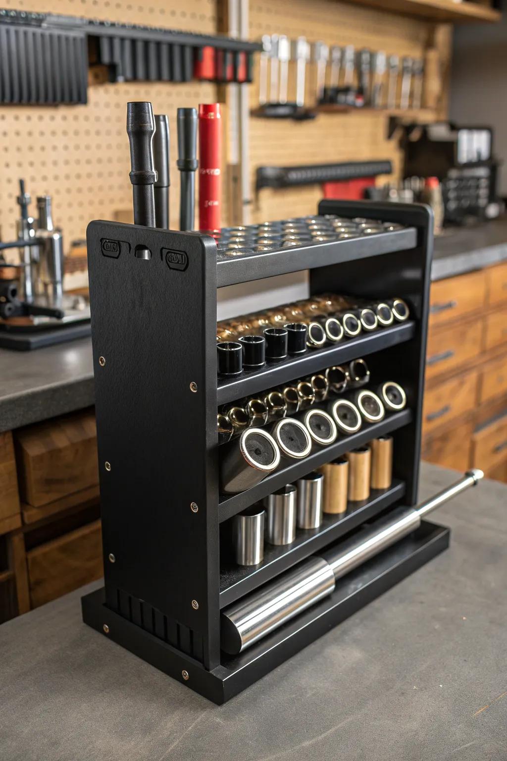 Transform your workspace with the elegance and efficiency of a modular pipe storage rack. #Craftsmanship #WorkshopGoals