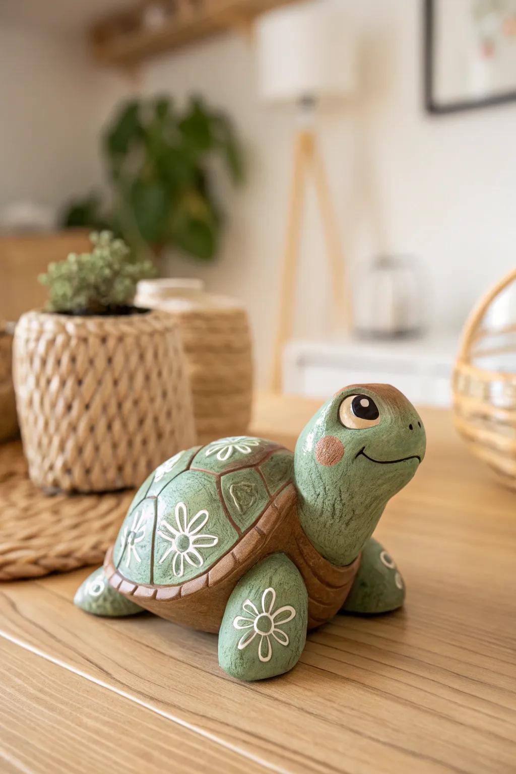 Meet your new handcrafted clay animal friend: a playful turtle with plenty of personality!