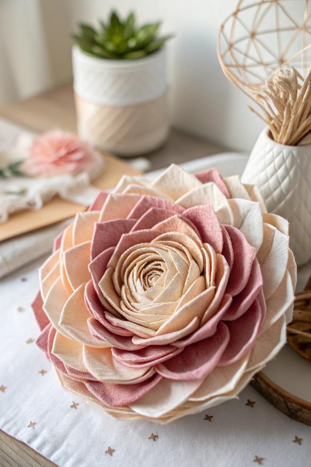 Crafted with love: A delicate fabric flower that blooms with simplicity and elegance.
