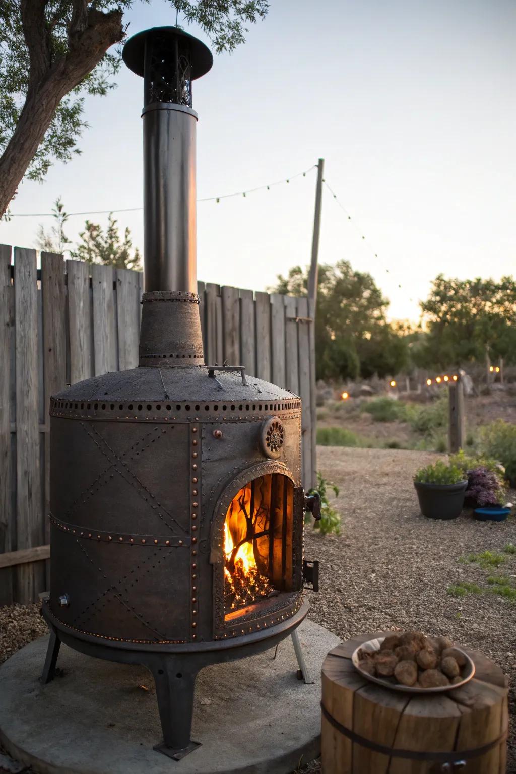 Elevate your evenings with a bespoke chimney-style fire pit, where craftsmanship meets functionality.