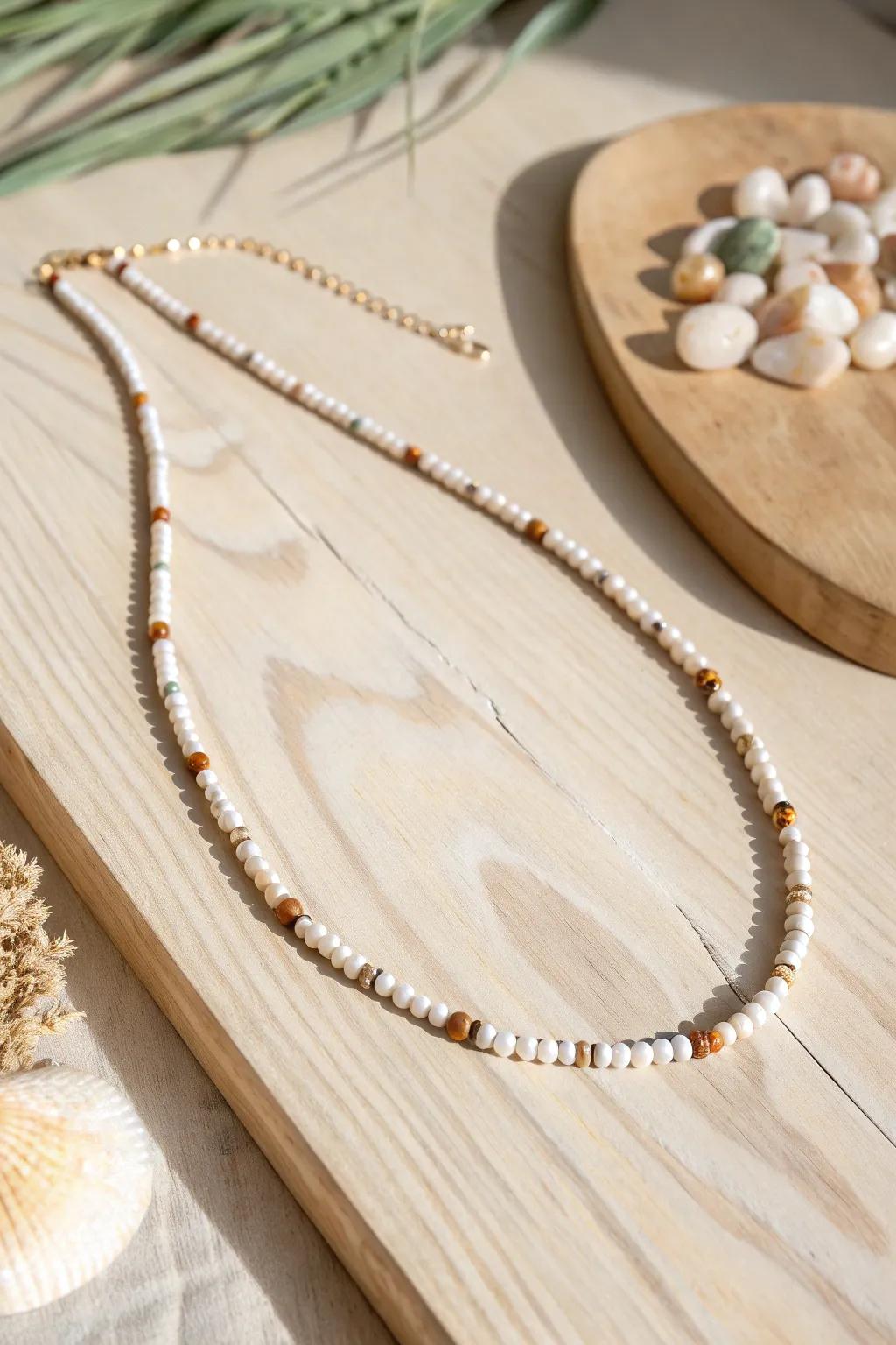 Embrace simplicity with this minimalist seed bead necklace, perfect for adding a touch of elegance to any outfit.
