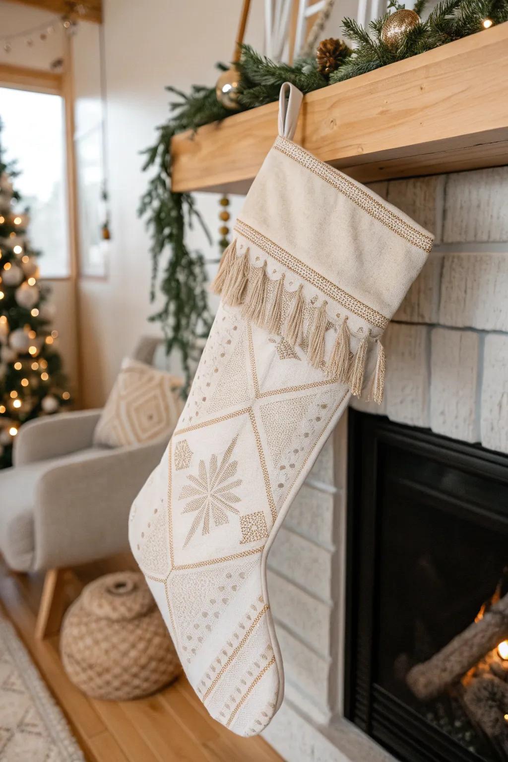 Celebrate the spirit of Christmas with custom stockings that blend minimalist elegance and boho charm.