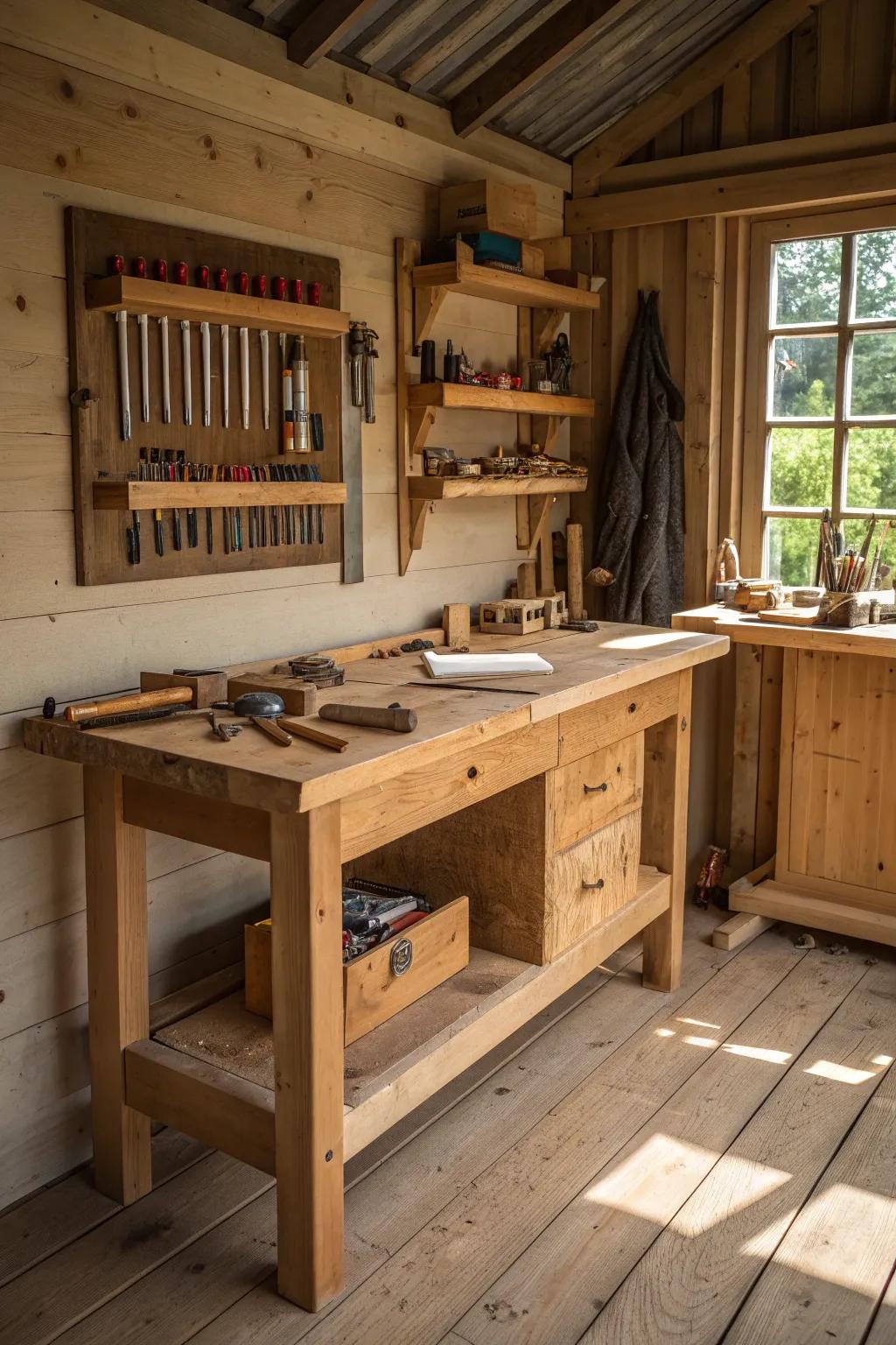 Discover your creative sanctuary in this inviting artisan's workshop.