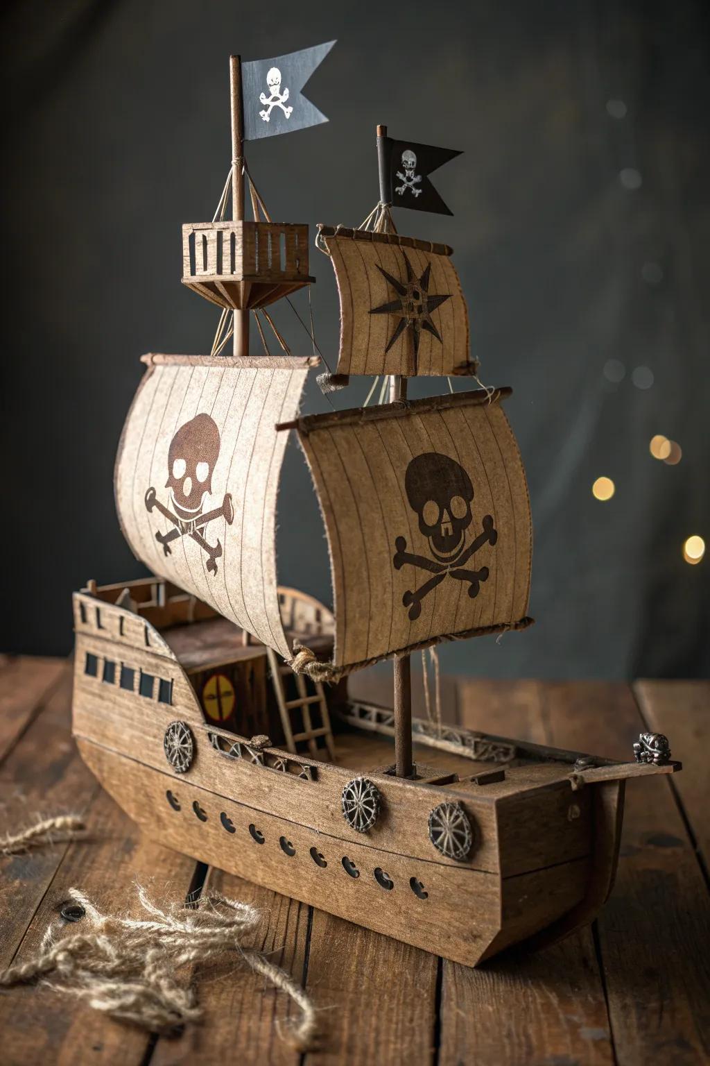 Set sail on a handcrafted adventure with this detailed cardboard pirate ship!