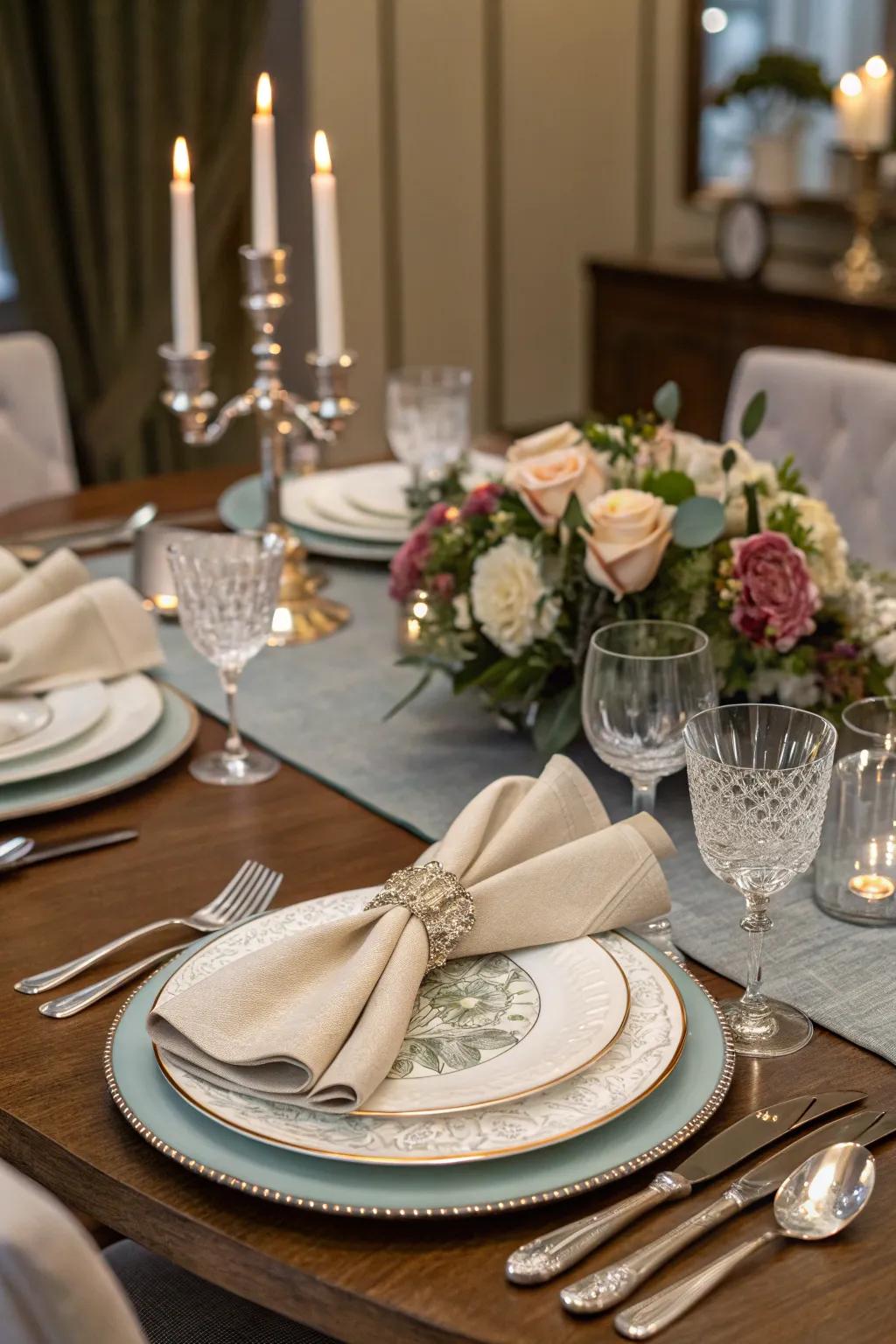 Sophisticated table settings enhance the birthday dining experience.