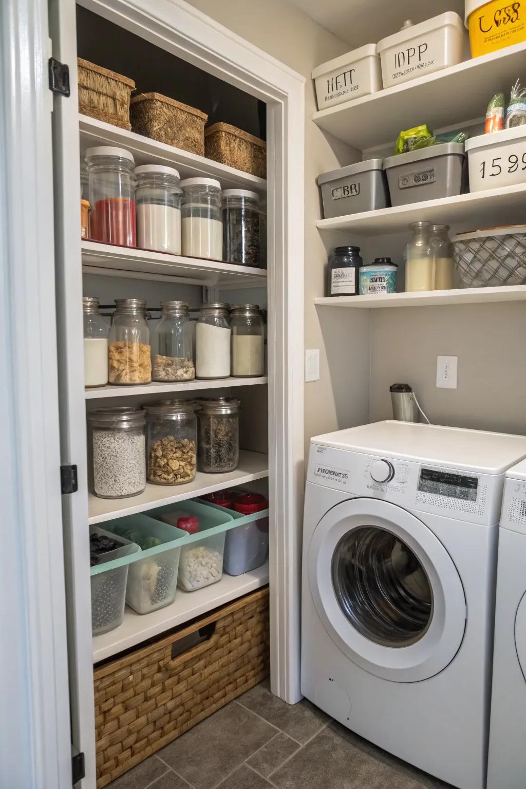 Open shelves provide easy access and a touch of style.