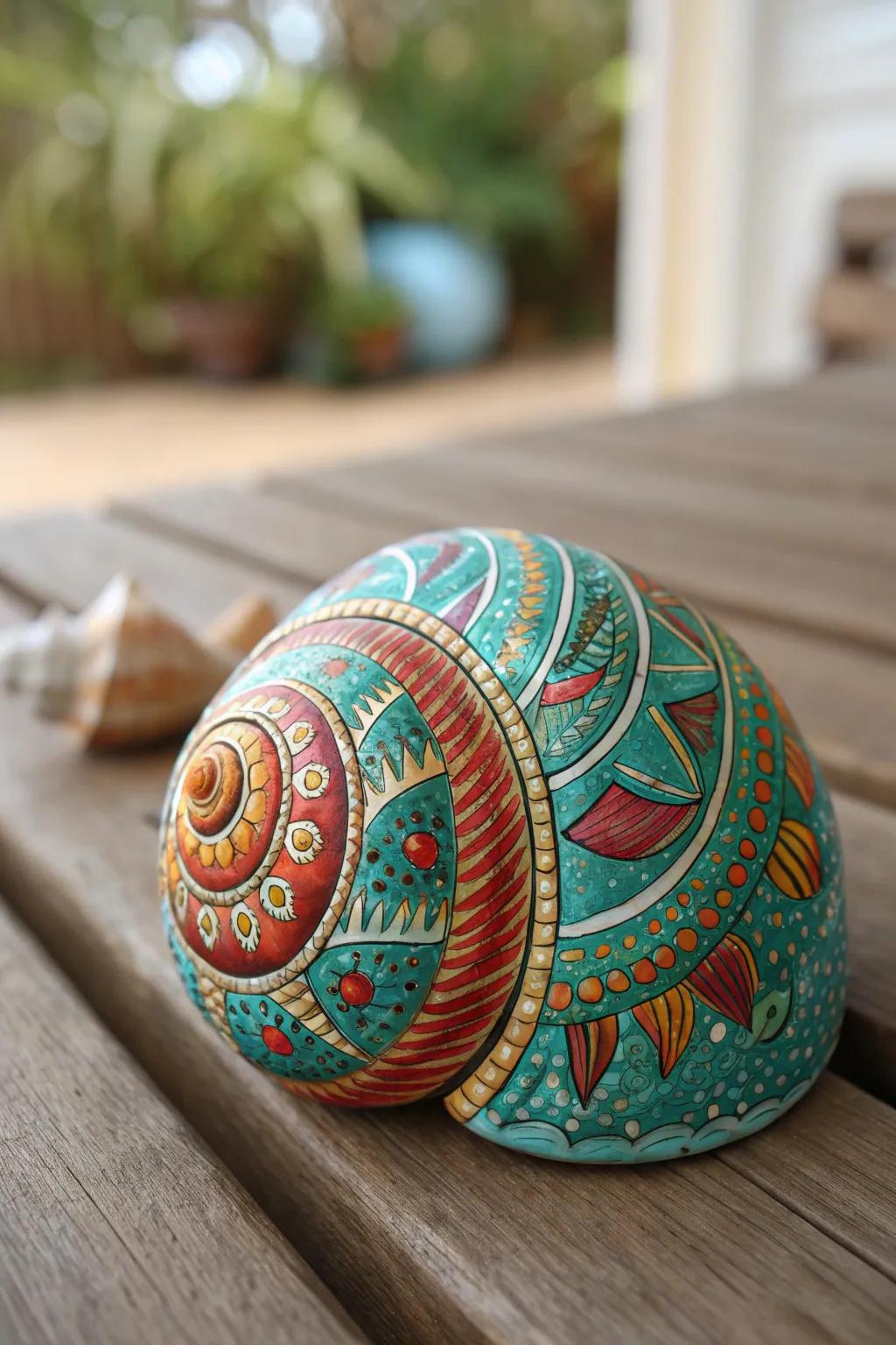 Transform nature's canvas into a colorful masterpiece with painted snail shells; a perfect blend of Scandinavian minimalism and Boho charm.