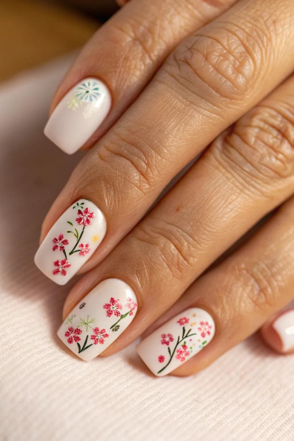 Embrace the art of subtlety with these exquisite floral nail designs.