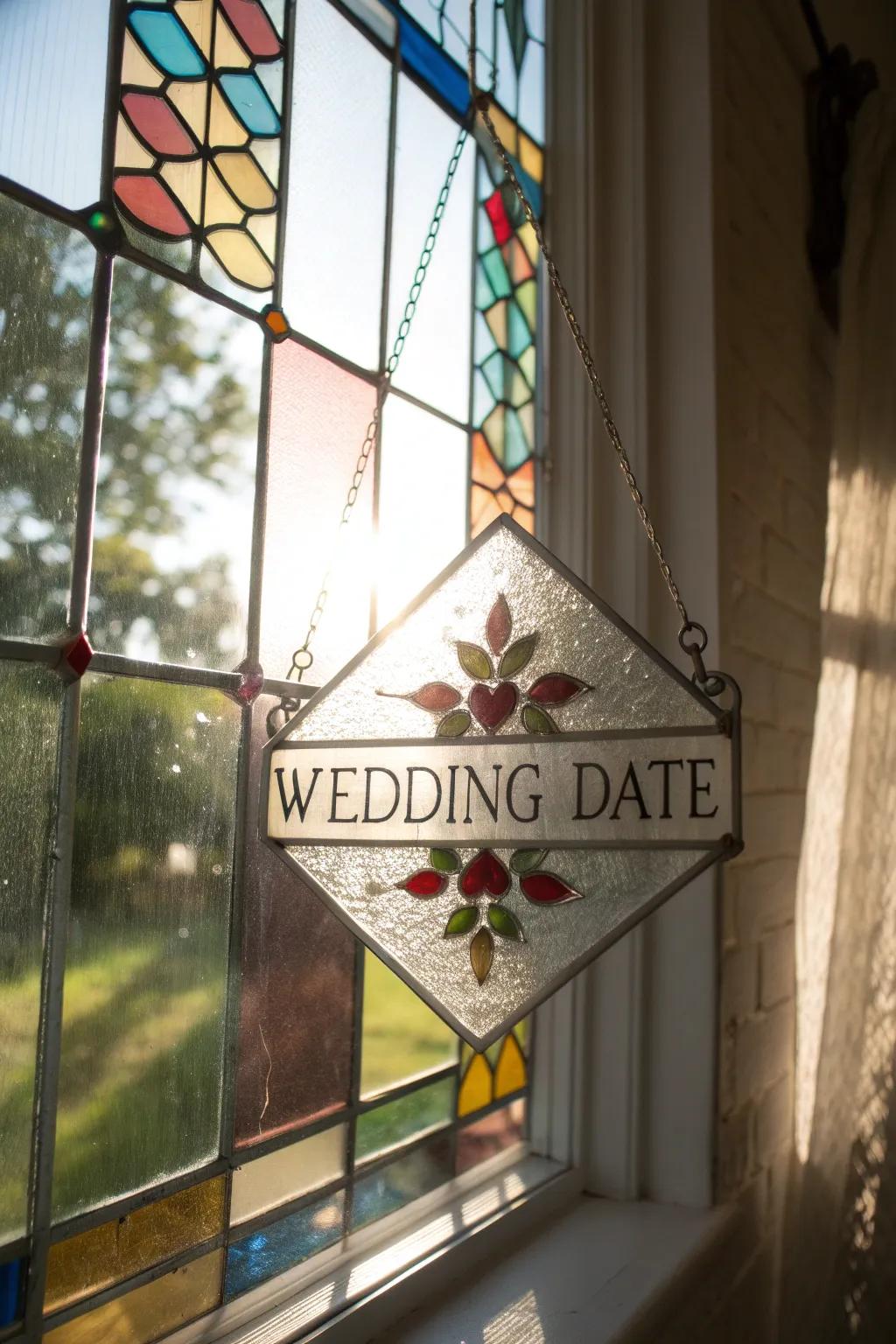 Sun catcher capturing the essence of their wedding day.