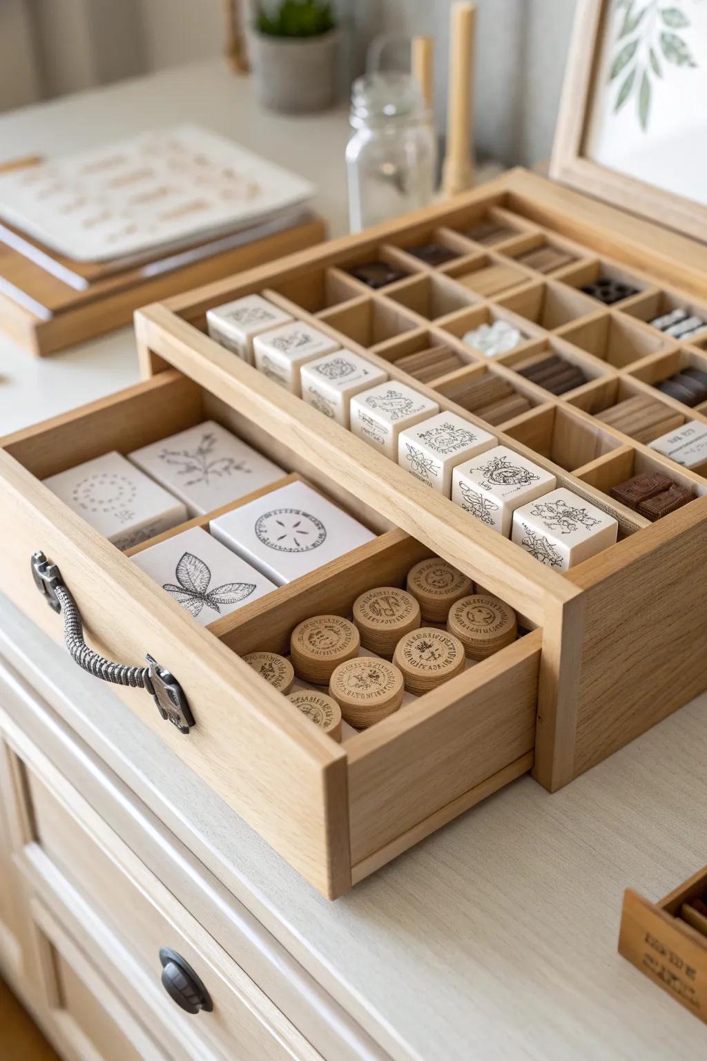 Transform chaos into creativity with perfectly organized stamp drawers.