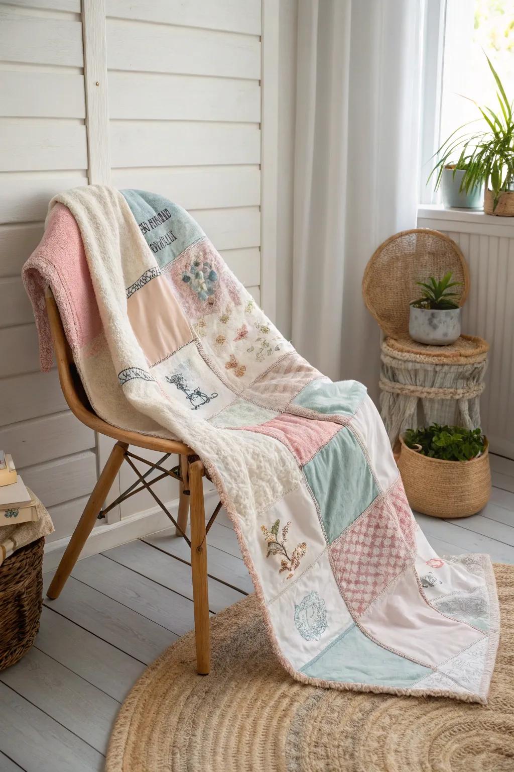 Wrap yourself in memories with this DIY t-shirt blanket, where every patch tells a story.