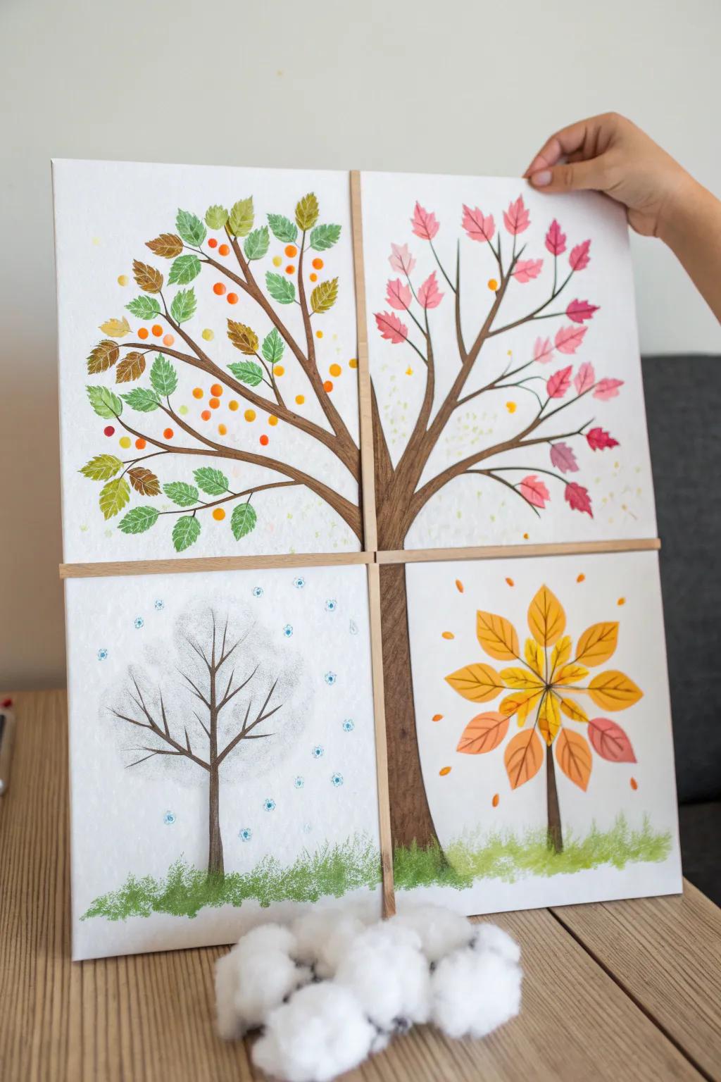 Explore the beauty of the seasons through this charming tree art project for kids!