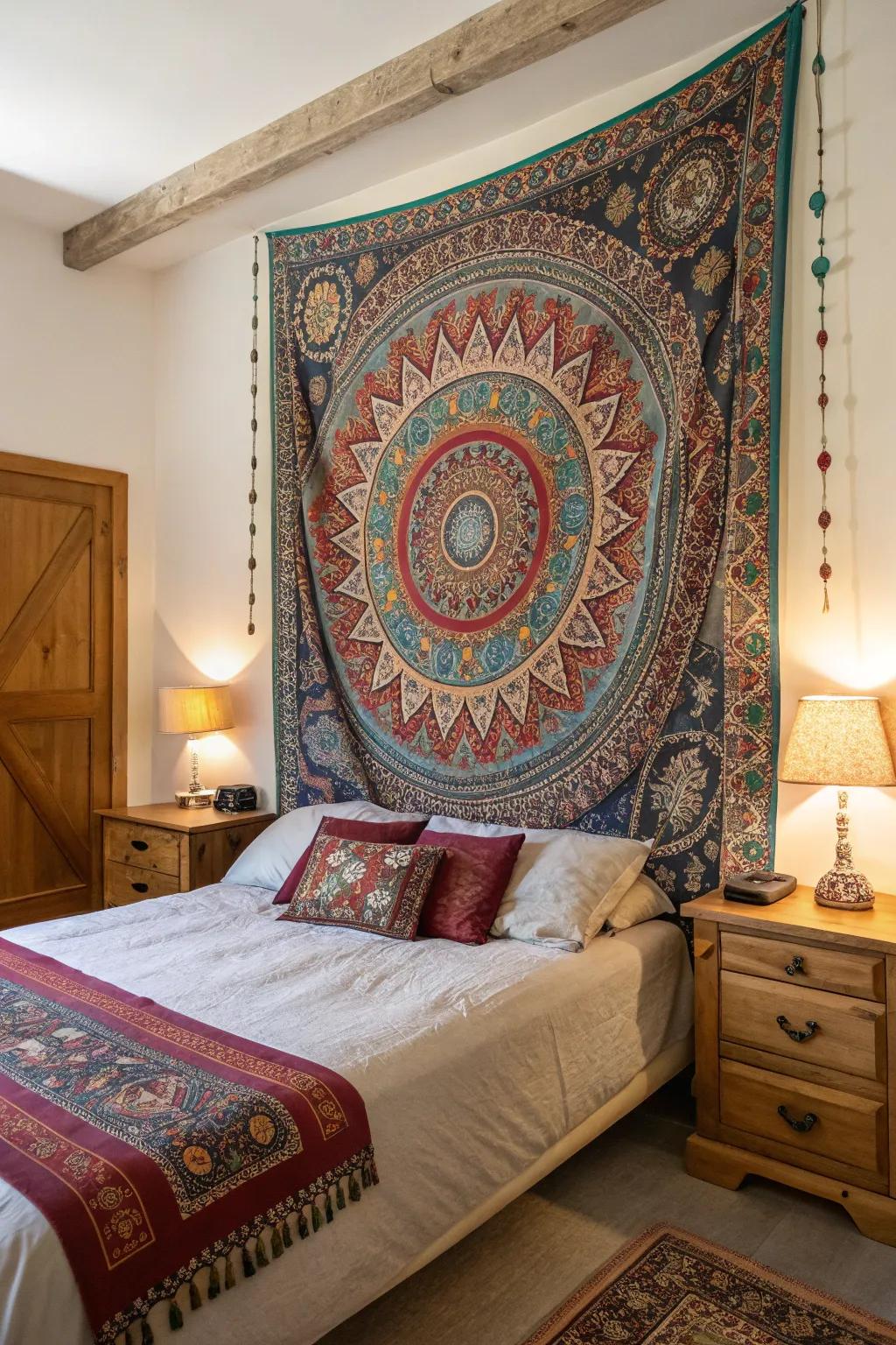 Make a statement with a vibrant tapestry.