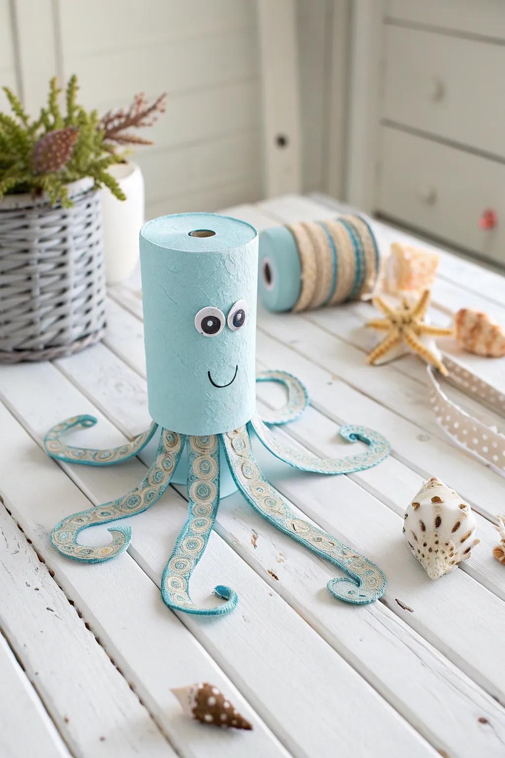 Dive into creativity with this charming toilet roll octopus! 🌊✨ #CraftyCreativity #UnderTheSea #MinimalistCraft