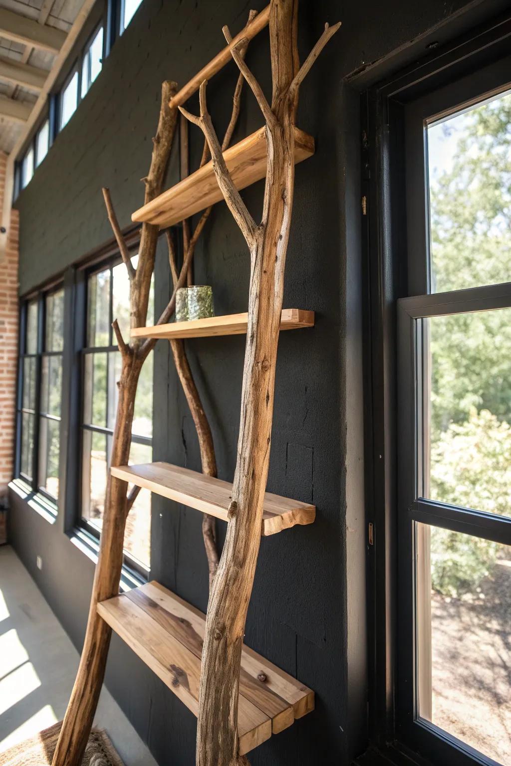 Bring the outdoors in with these stunning natural wood branch shelves—where rustic elegance meets eco-friendly design.