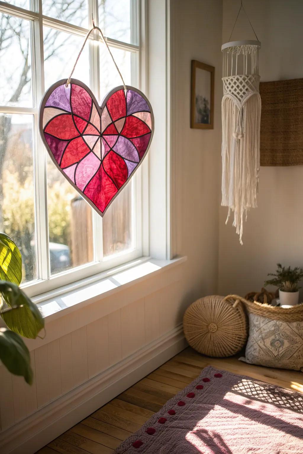 Capture the magic of light with this DIY stained glass heart. Perfect for adding a splash of color to any minimalist space.