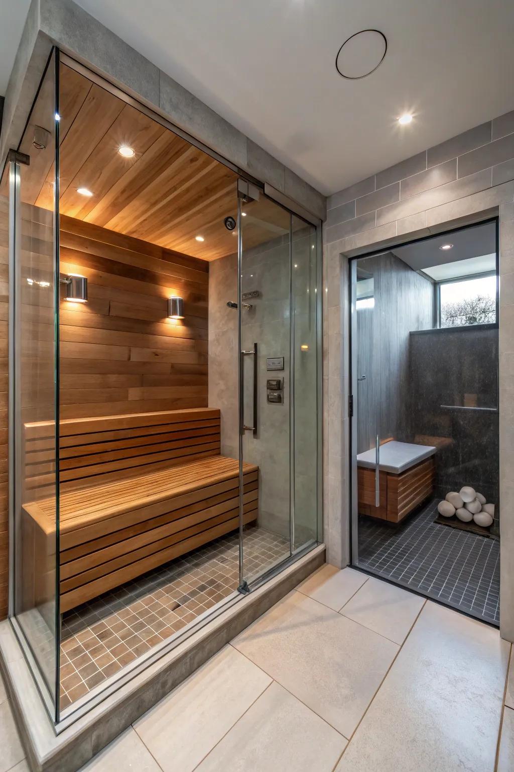 A built-in bench adds a layer of relaxation to your steam shower experience.