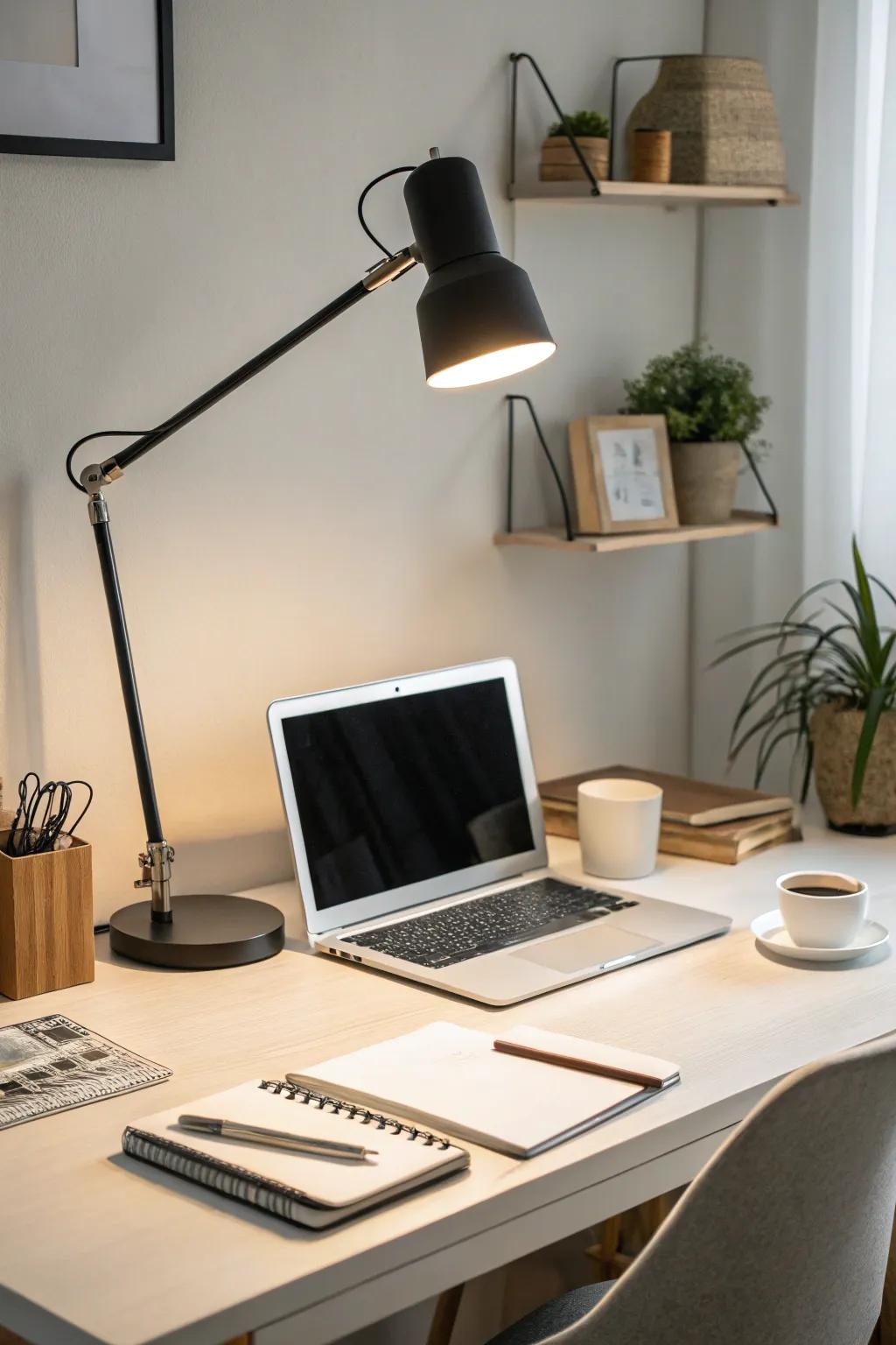 Embrace simplicity with a minimalist wall-mounted lamp.