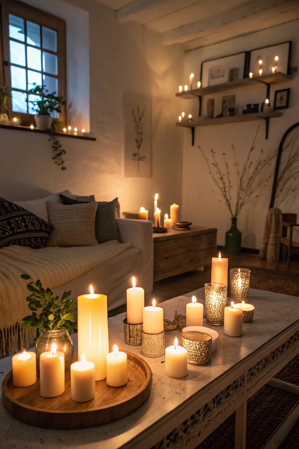 Candlelight adds a warm and inviting ambiance.