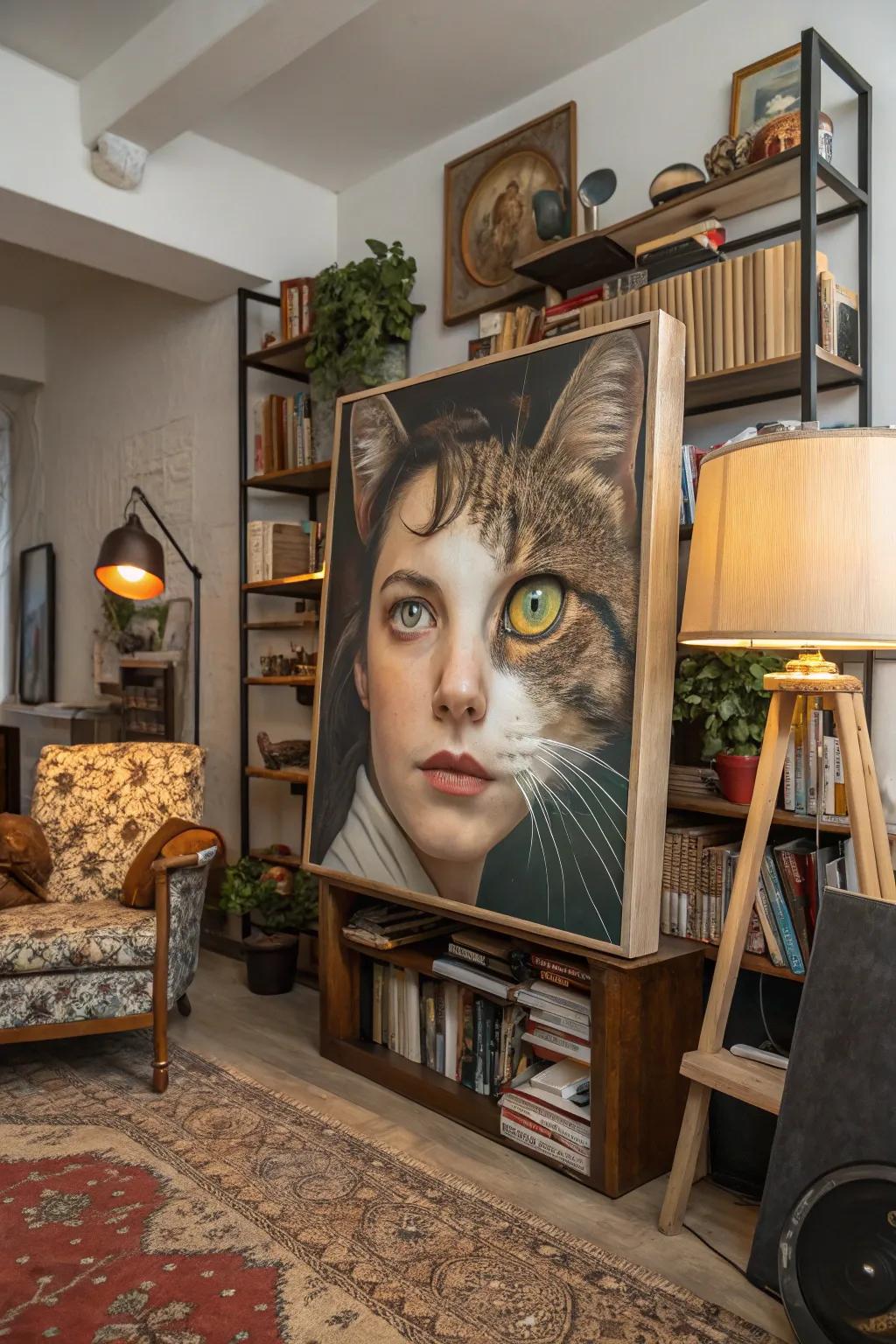 A playful fusion of human and inanimate objects creates a unique artistic statement.
