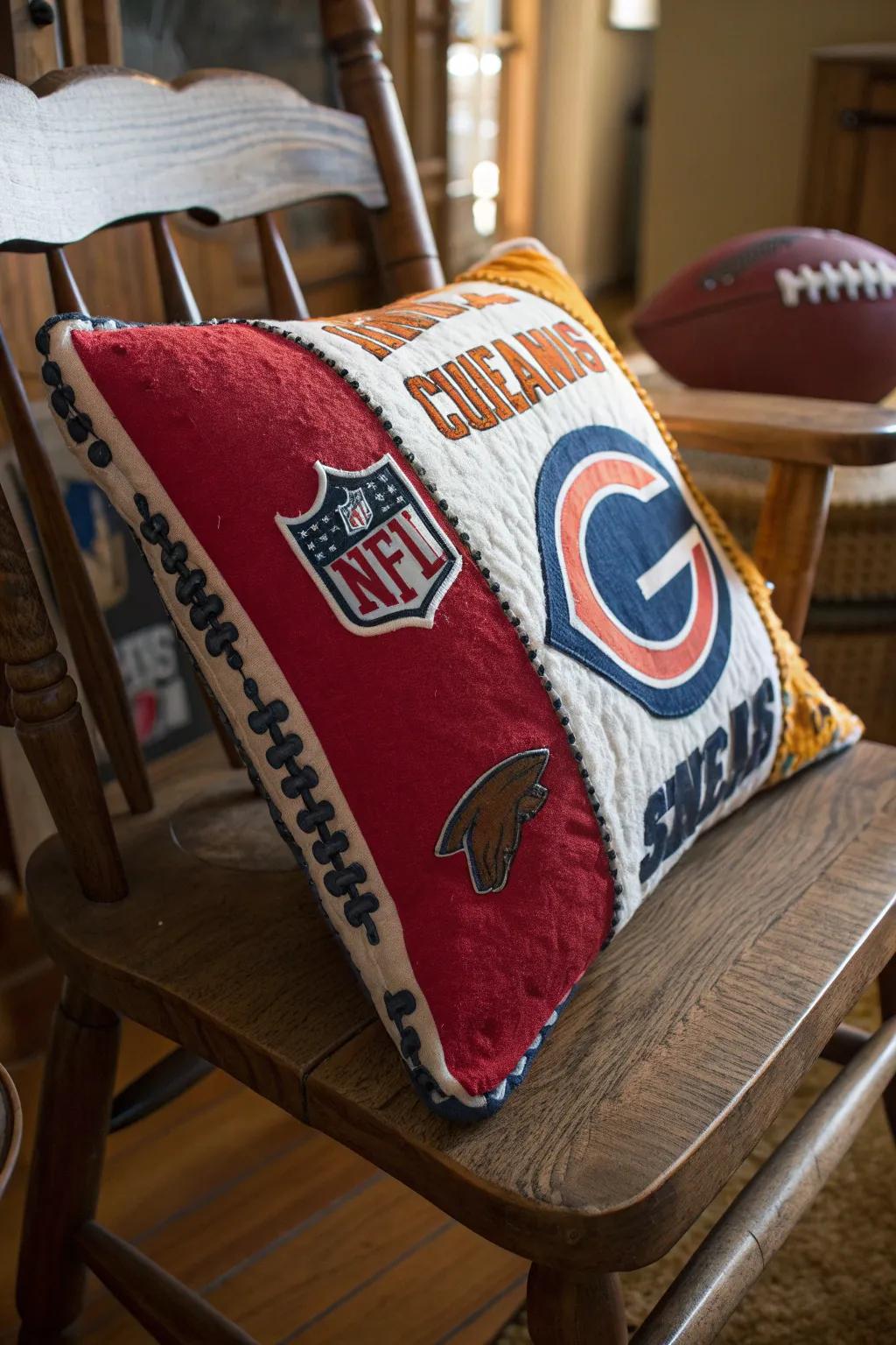 Transform your old jerseys into unique throw pillows that add a personal touch and a story to your decor.