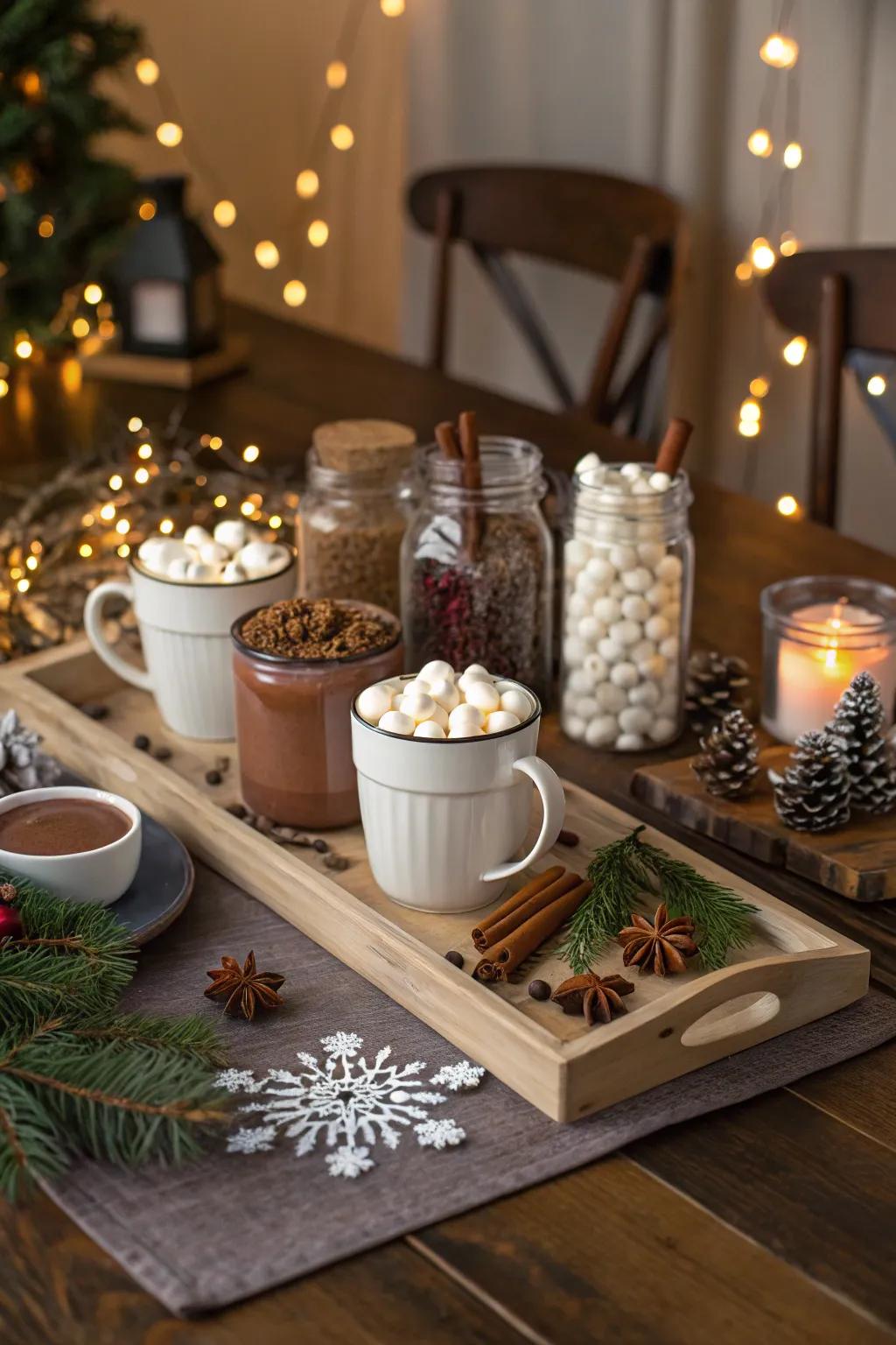 Warm up your guests with a whimsical hot cocoa bar.