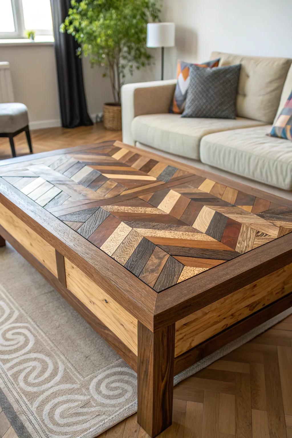 A masterpiece of craftsmanship: A coffee table that tells a story with every grain.
