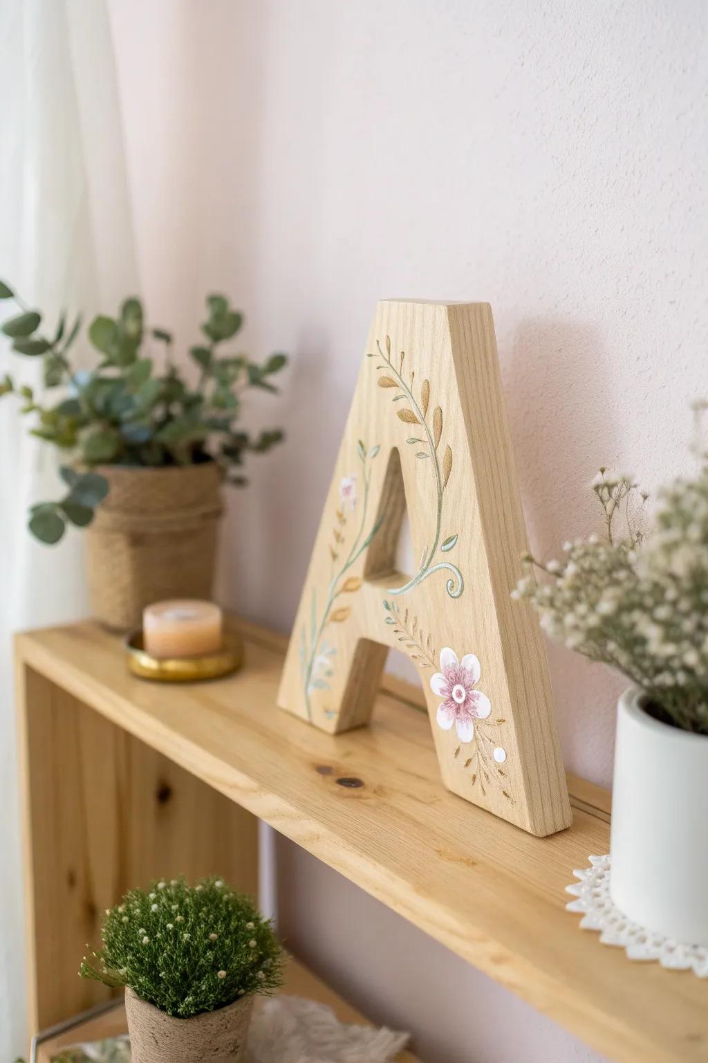 Add a personal touch to your nursery with handcrafted wooden letters, perfect for creating a serene and stylish space.