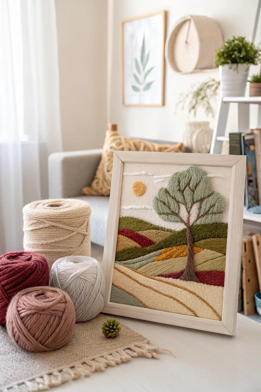 Embrace the tranquility of nature with a touch of yarn artistry. #NatureInYarn #MinimalistBeauty