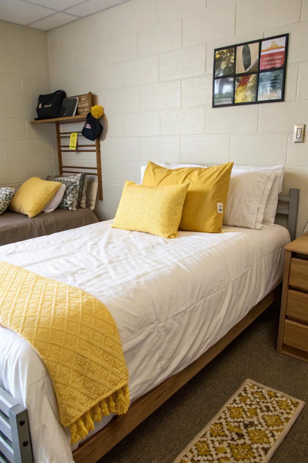 Brighten your space with cheerful yellow throw pillows.